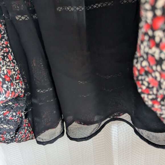 American Eagle Dark Floral mini dress smocked waist Medium Cottagecore Fall - Picture 11 of 15